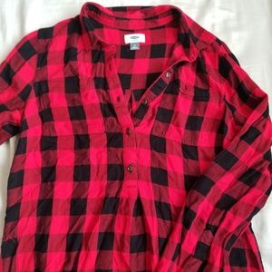 Buffalo Plaid Red Flannel Tunic Top - Old Navy